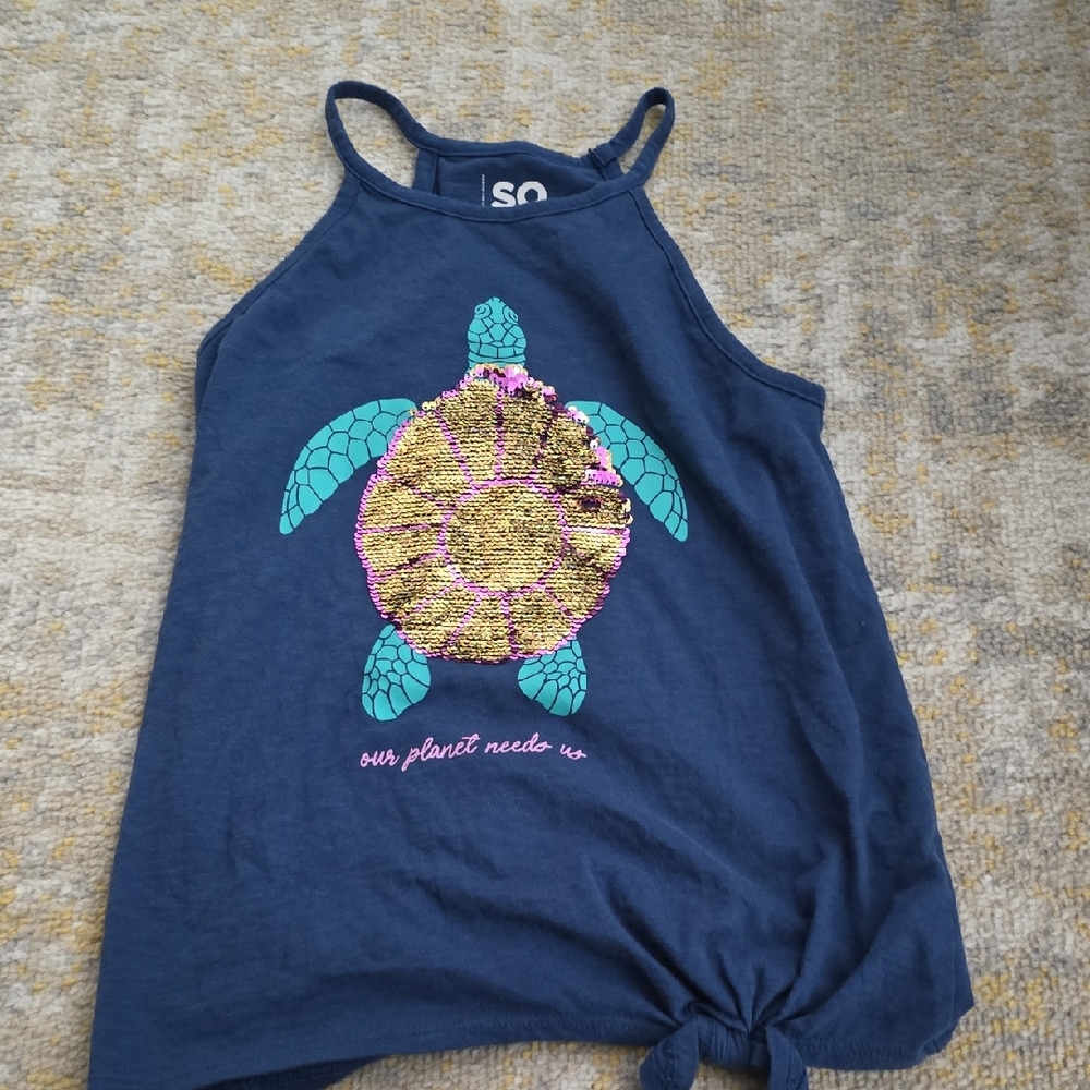 SO Kids Navy Blue Turtle Tank Top